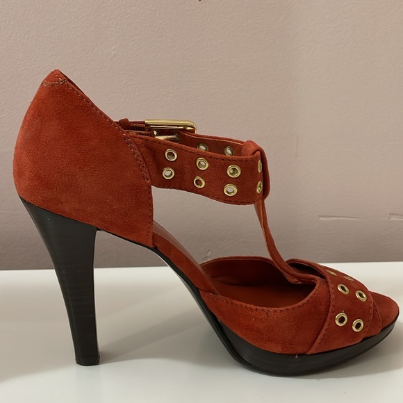 Nine West Orange Suede (leather) Vintage High Heels Sandals - Picture 6 of 7